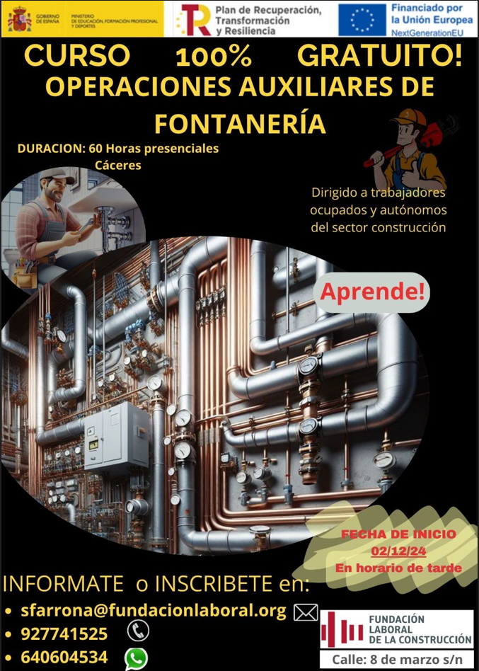 Imagen Curso de OPERACIONES AUXILIARES DE FONTANTERIA